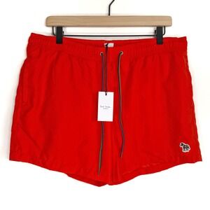 Paul Smith XL Swimwear Red Zebra Logo Swim Trunks‎ Shorts Mens NWT